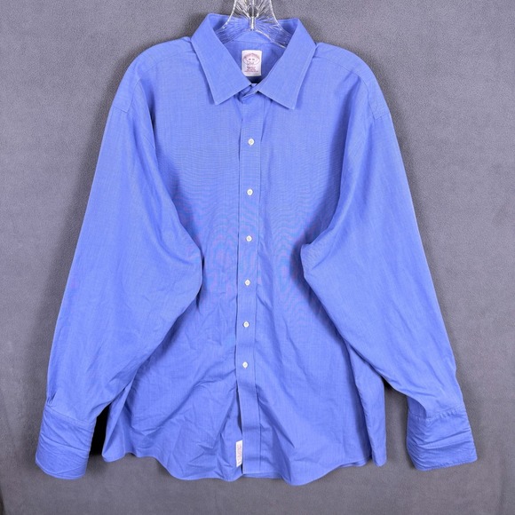 Brooks Brothers Other - Brooks Brothers Shirt Mens 18 36 Blue Button Up Long Sleeve Dress FLAW
